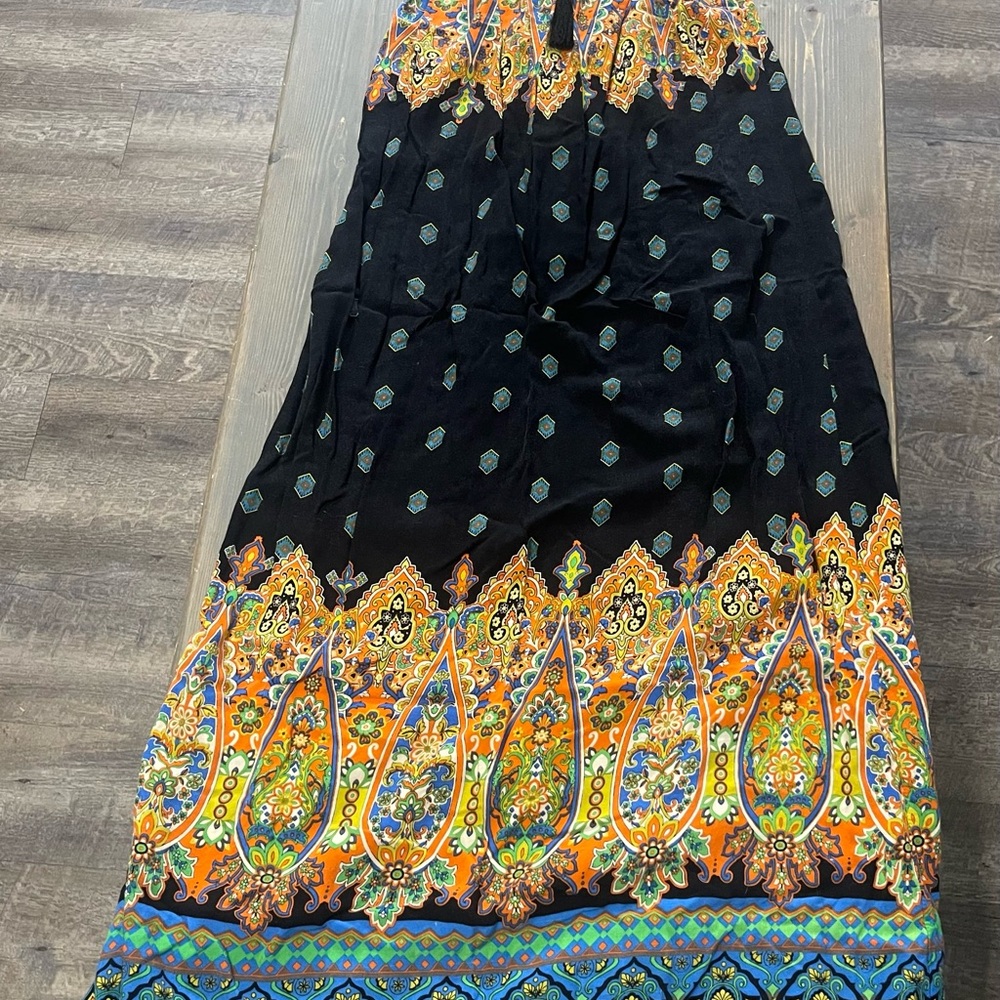 Forever 21 Blue and Black Embellished Maxi Skirt